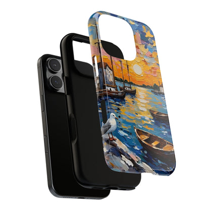 Impasto Style Harbour Sunset Phone Case for iPhone 16 15 14 13 12 11 Pro Max, Samsung S25 S24 S23 S22 S21 S20 Plus Ultra and Google Pixel