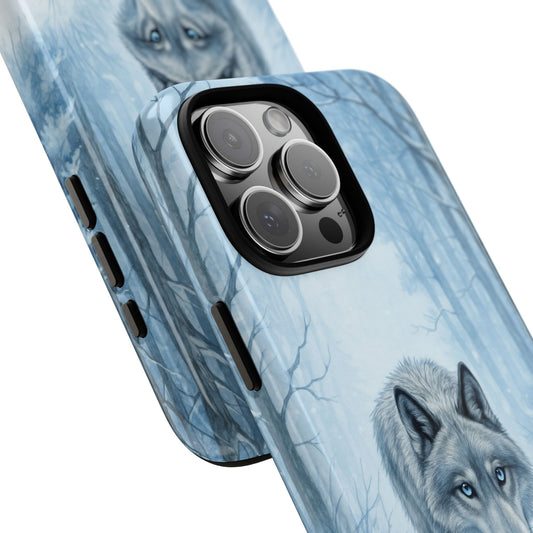 Winter Wolf - Snow Forest Phone Case - Ice Blue Animal Art - Cold Season Design - Lone Wolf Illustration Tough Case
