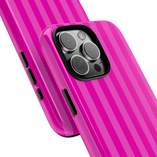 Hot Pink Stripe Tough Phone Case - Vibrant Candy-Inspired Design