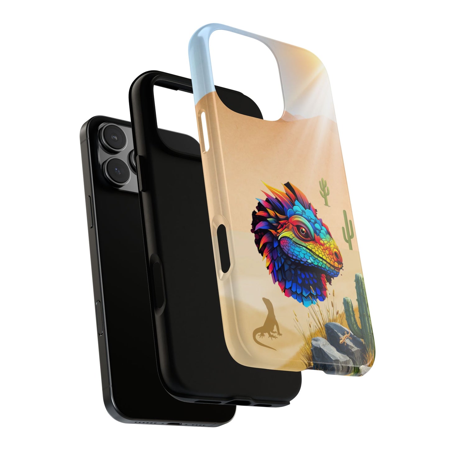 Pop Art Lizard Phone Case - Colorful Desert Reptile Design - Cactus Sandscape Tough Case
