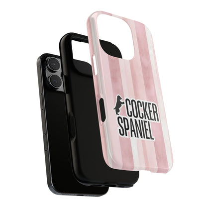 Cocker Spaniel Phone Case - Pink Stripe Dog Design for iPhone & Samsung - Cute Dog Lover Gift