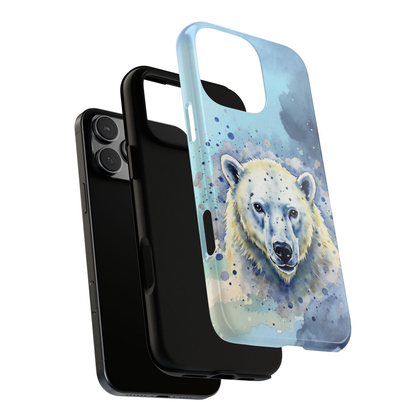 Polar Bear Tough Phone Case - Arctic Wildlife Art - Watercolor Blue & White Design