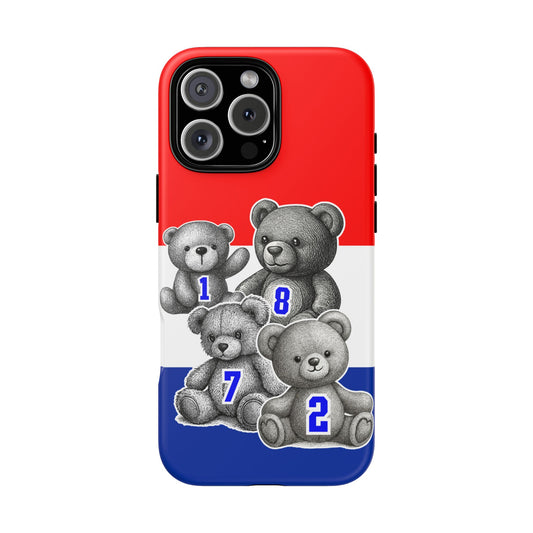 Rangers-inspired Teddy Bears 1872 Tough Phone Case - Red White Blue Football Design