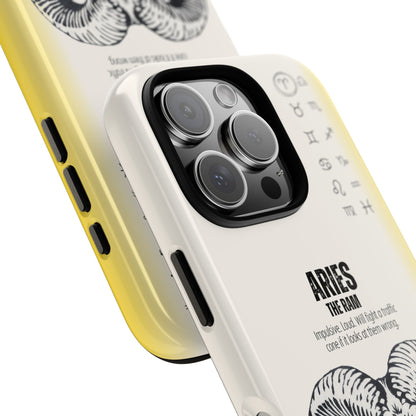 Aries Phone Case - The Ram Zodiac Sign - Bold Funny Astrology Design - Tough Dual Protection Cover