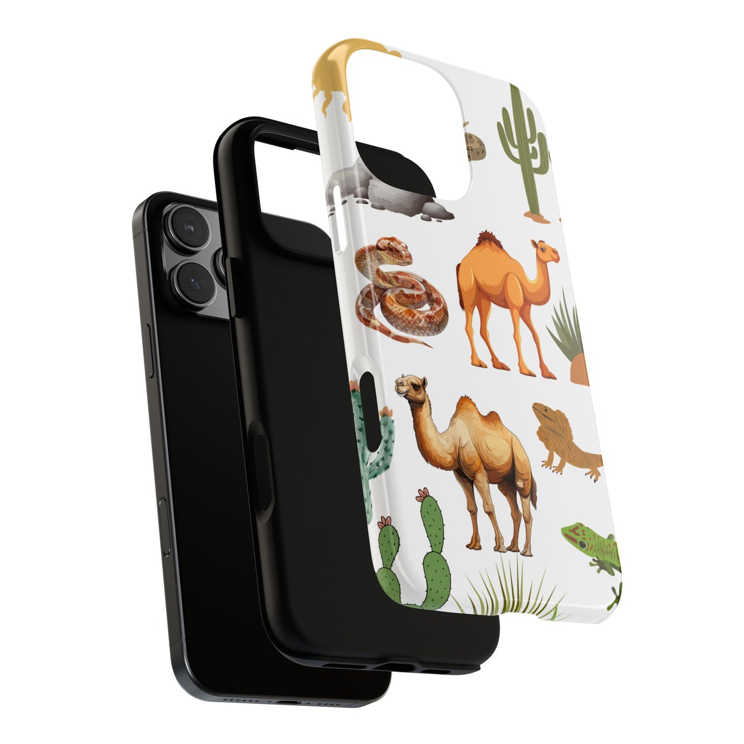Desert Life Tough Phone Case - Camel Snake & Cactus Art with Warm Desert Colours