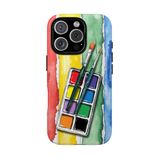 Paint Palette Stripes Tough Phone Case - Colourful Watercolour Art Design for Popular Smartphones