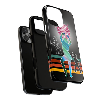 70s Disco Dance Phone Case - Retro Roller Disco Vibes - Rainbow Silhouette Design