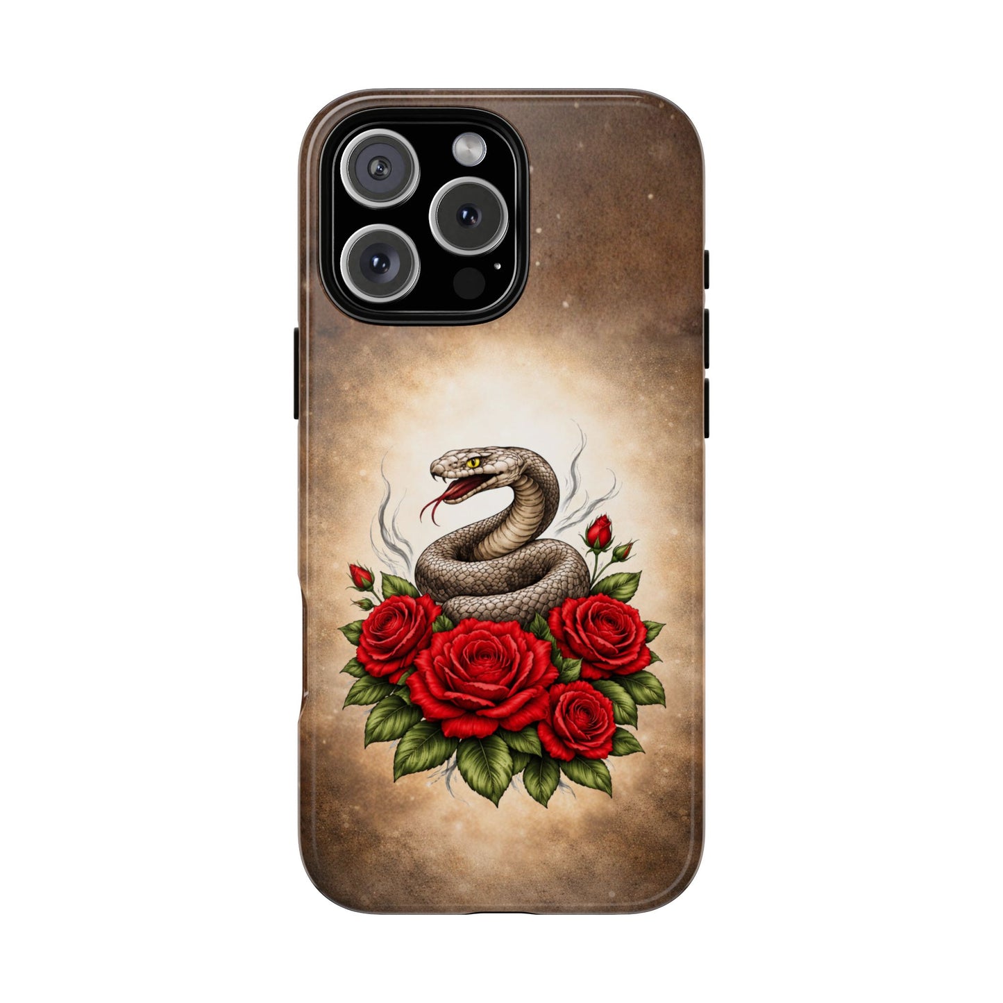 Snake & Red Roses Tough Phone Case | Gothic Floral Tattoo Design