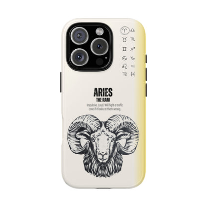 Aries Phone Case - The Ram Zodiac Sign - Bold Funny Astrology Design - Tough Dual Protection Cover
