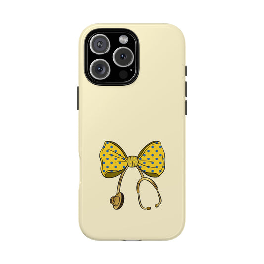 Yellow Polka Dot Bow Healthcare Hero Tough Phone Case - Medical Worker Gift - Bright Appreciation