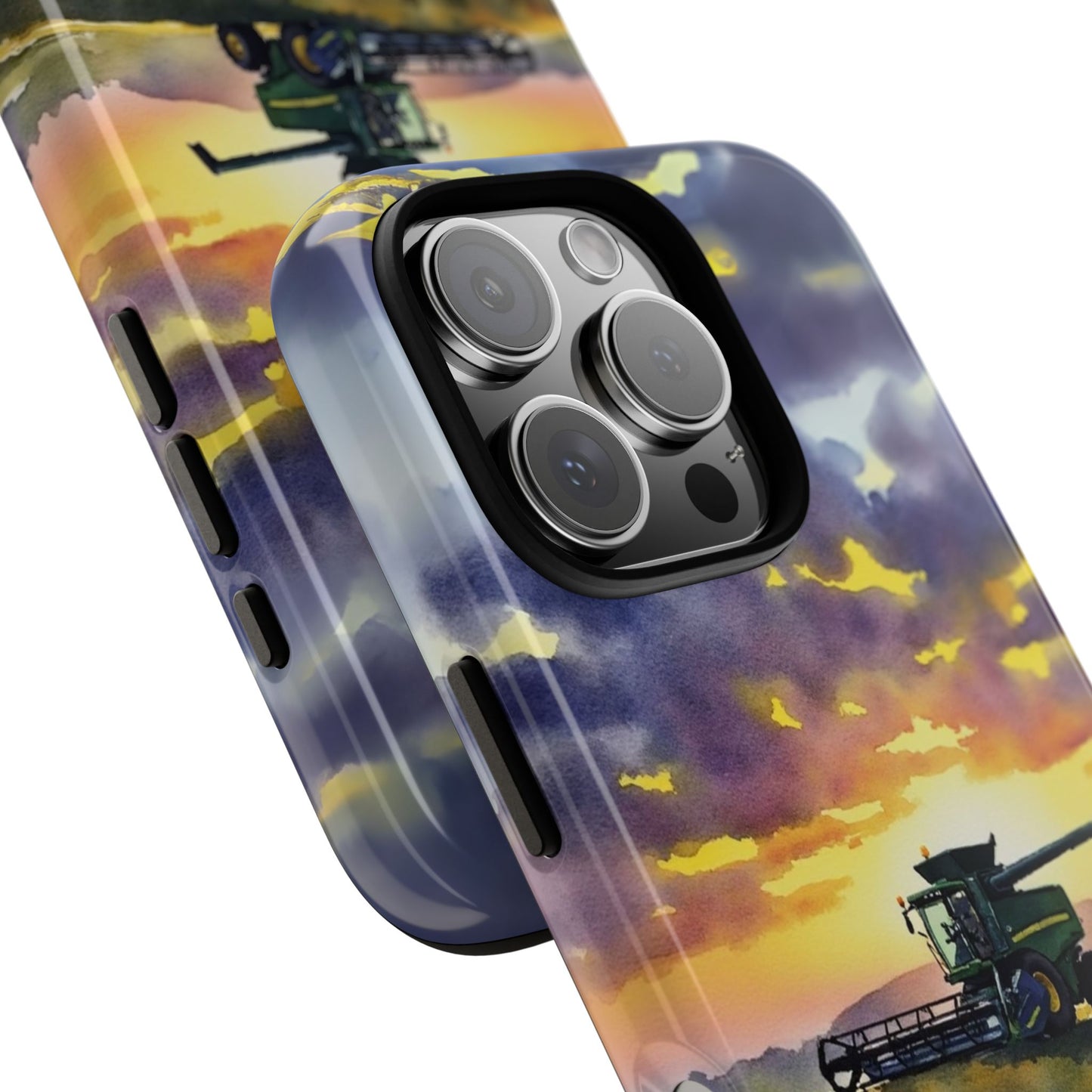 Combine Harvester Sunset Phone Case - Farm Machinery Silhouette Countryside Field Tough Case