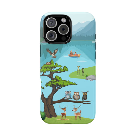 Lake Adventure Tough Phone Case - Frogs, Owls & Forest Wildlife by the Water