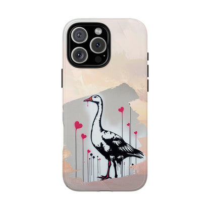 Love Goose Graffiti Tough Phone Case with Heart Spray Design
