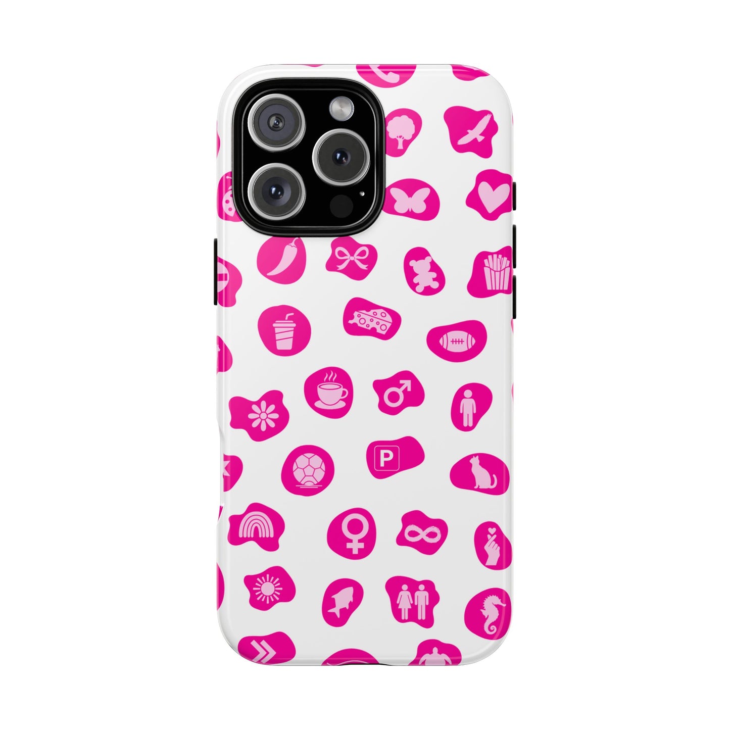 Pink Icons Pattern Phone Case - Minimal Symbol Design