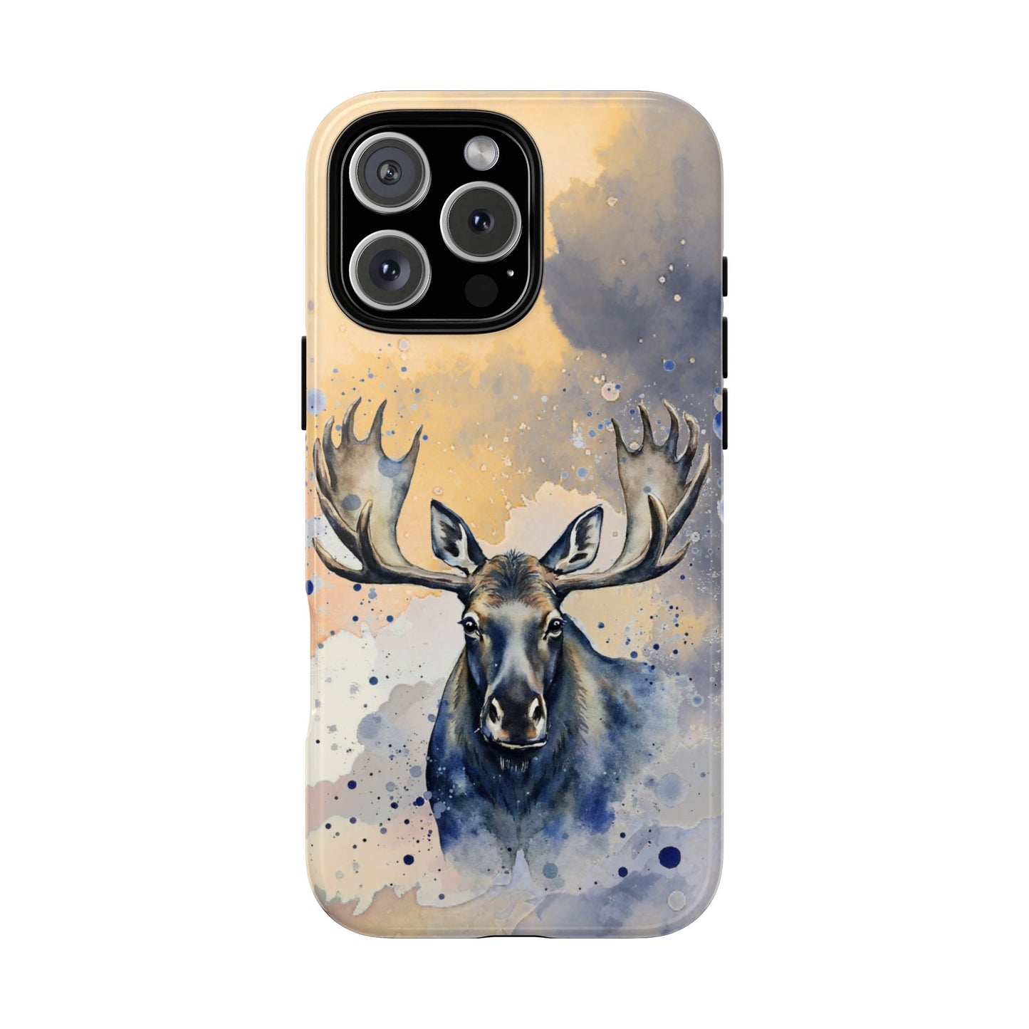 Moose Tough Phone Case - Wilderness Wildlife Art - Watercolor Orange And Blue Design