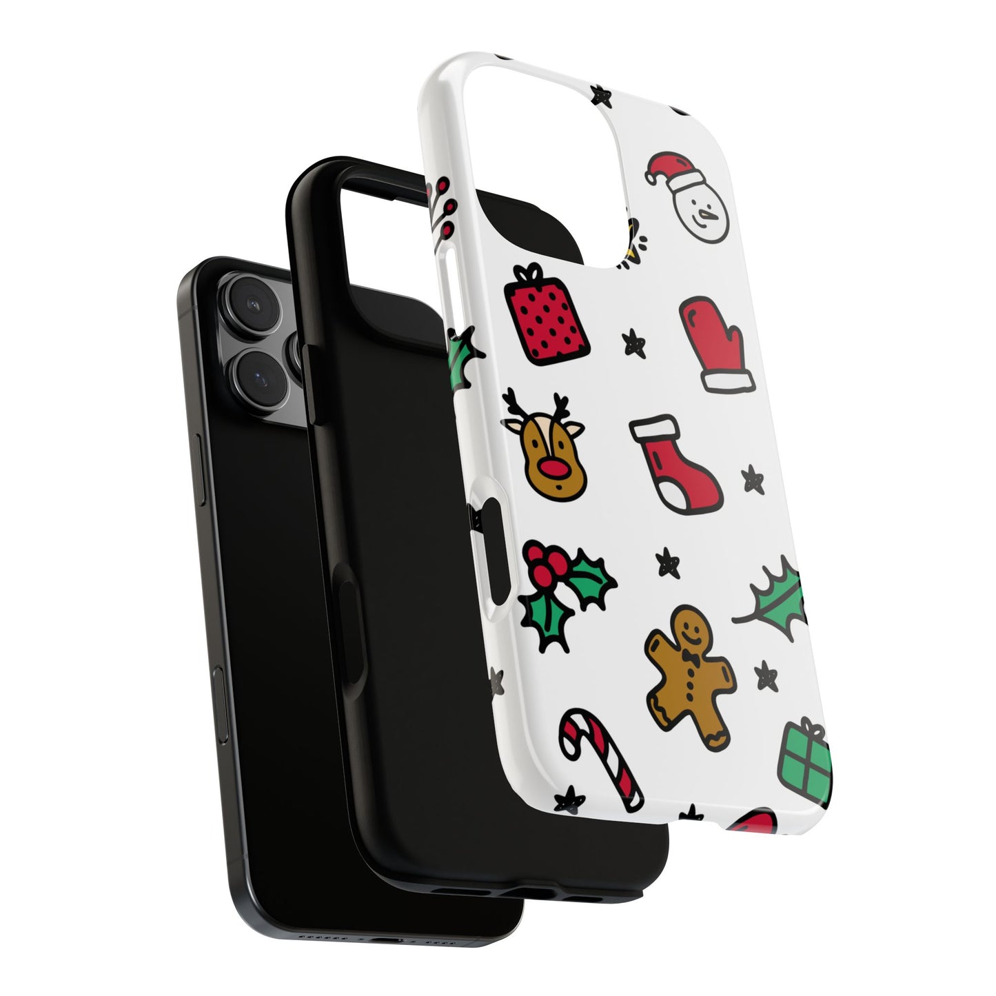Festive Doodle Christmas Tough Phone Case - Holiday Icons Pattern