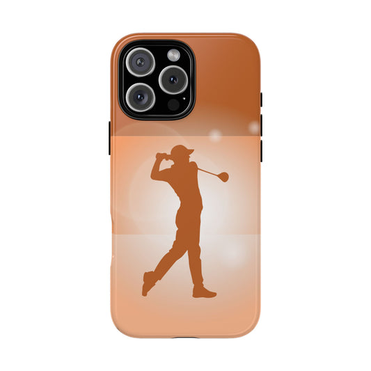 Golf Phone Case - Golfer Silhouette Swing - Two Tone Orange Retro Graphic Case