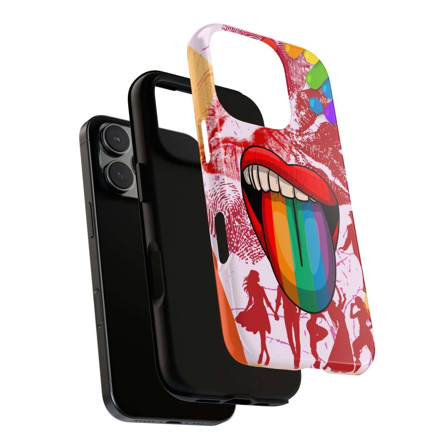 Retro Pop Art Rainbow Lips Phone Case for iPhone 16 15 14 13 12 11 Pro Max, Samsung Galaxy S25 S24 S23 S22 S21 S20 Plus Ultra & Google Pixel