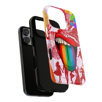 Retro Pop Art Rainbow Lips Phone Case for iPhone 16 15 14 13 12 11 Pro Max, Samsung Galaxy S25 S24 S23 S22 S21 S20 Plus Ultra & Google Pixel