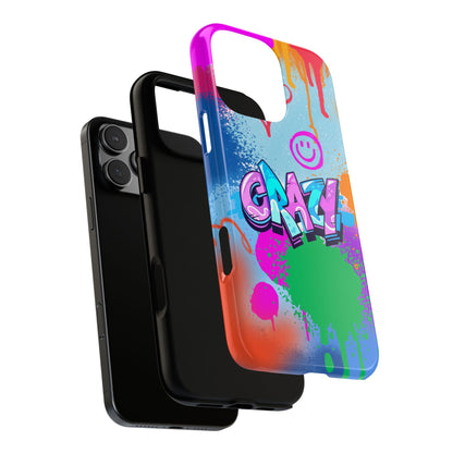 Crazy Graffiti Tough Phone Case - Urban Spray Paint Splatter - Colourful Street Art Bold Neon Drip Design