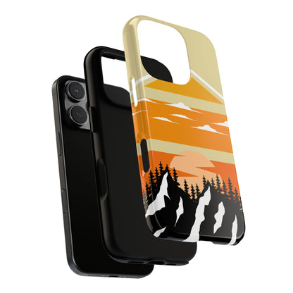 Tough Cases, Retro Mountain Sunset Phone Cover, Nature Lover Gift, Outdoor Adventure Decor, Hiking Accessories, Eco-friendly Mobile Case