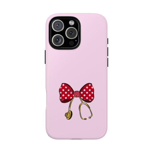 Red Polka Dot Bow Healthcare Hero Tough Phone Case - Cute Medical Gift - Nurse Doctor Appreciation