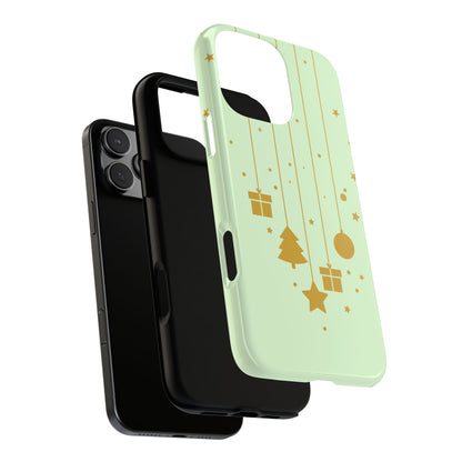 Minimal Gold Ornaments Tough Phone Case - Modern Christmas Design with Elegant Festive Charm