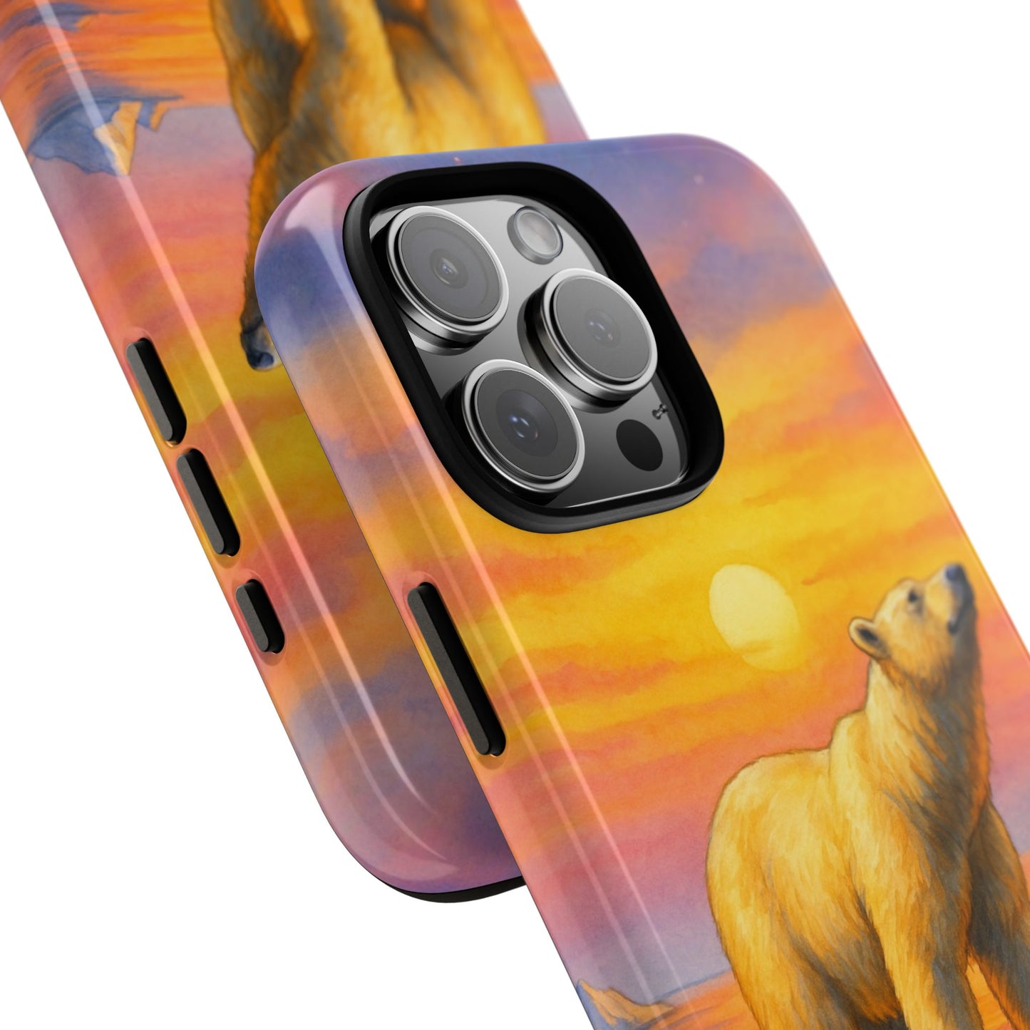Sunset Polar Bear Arctic Glow Tough Phone Case - Wildlife Art
