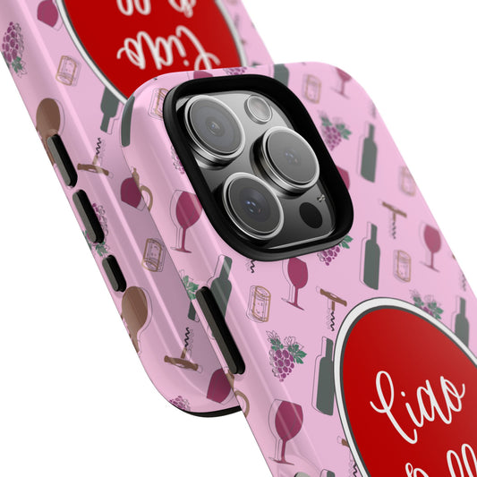 Ciao Bella Wine Lover Phone Case - Cute Italian Aesthetic, Pink Coquette Style