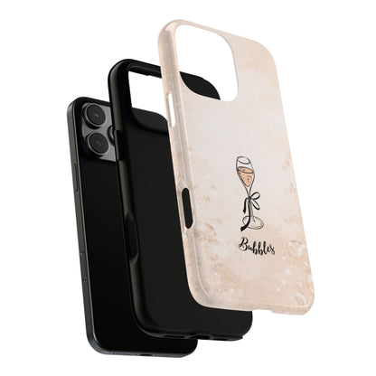 Champagne Bubbles Phone Case - Elegant Sparkle Neutral Design - Protective Tough Case