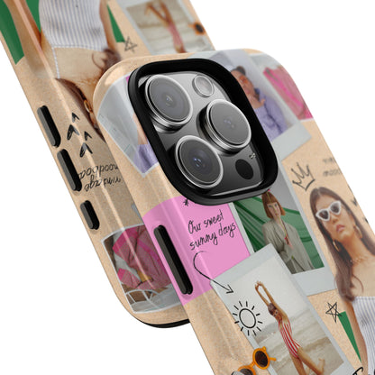 Vintage Summer Fashion Collage Tough Phone Case - Retro Moodboard Style for iPhone & Samsung - Beach Vibes and Y2K Aesthetic