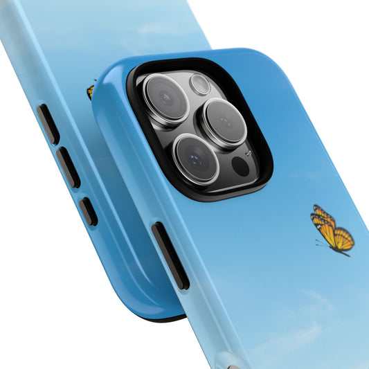 Tough Cases, Cute Cat and Butterfly Phone Case Design, Kawaii Phone Cover, Pet Lover Gift, Cat-Themed Accessory, Animal Case