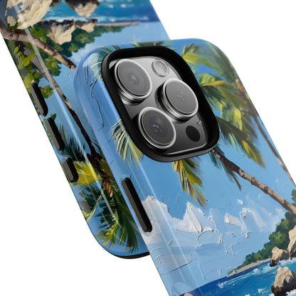 Impasto Beach Scene Phone Case for iPhone 16 15 14 13 12 11 Pro Max Mini, Samsung Galaxy S25 S24 S23 S22 S21 S20 Plus Ultra and Google Pixel