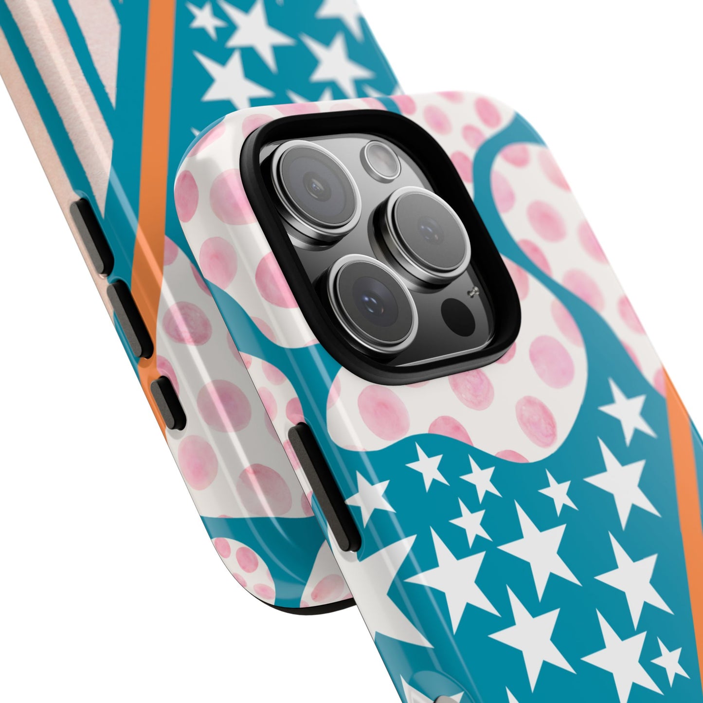 Abstract Stars Stripes and Polka Dots Tough Phone Case - Retro Red White Blue Modern Pop Art Vibe for iPhone, Samsung & Google Pixel