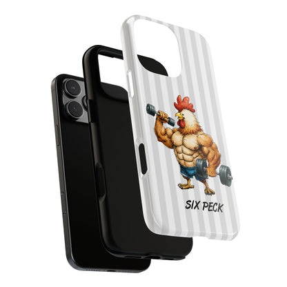 Six Peck Chicken Phone Case - Gym Chicken Design - Fitness Humour Tough Case for iPhone Samsung Pixel