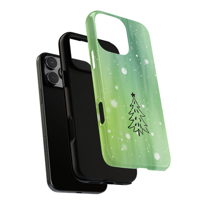 Minimal Abstract Christmas Tree Tough Phone Case - Green Watercolour Fade