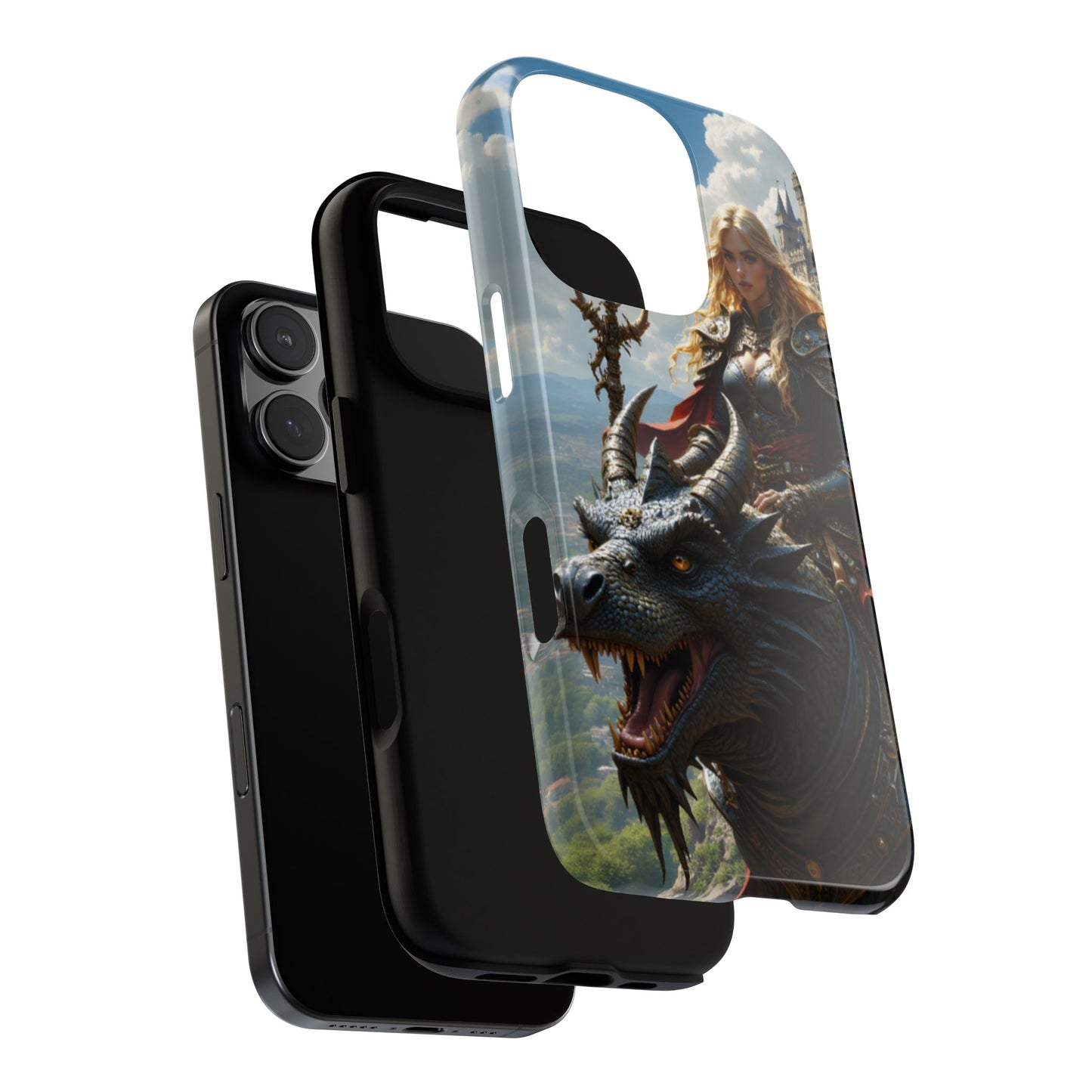 Dragon Rider Tough Phone Case - Fantasy Art, Gift for Gamers, Unique Accessories, Mythical Creature Design