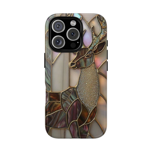 Stained Glass Stag Tough Case, Phone Cover for iPhone Samsung Google, Unique Design Cell Protection, Gift for Him Her, Majestic Deer