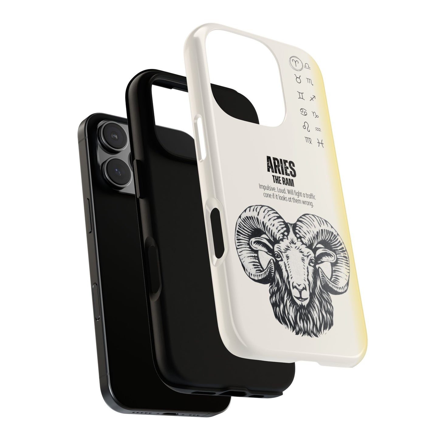 Aries Phone Case - The Ram Zodiac Sign - Bold Funny Astrology Design - Tough Dual Protection Cover