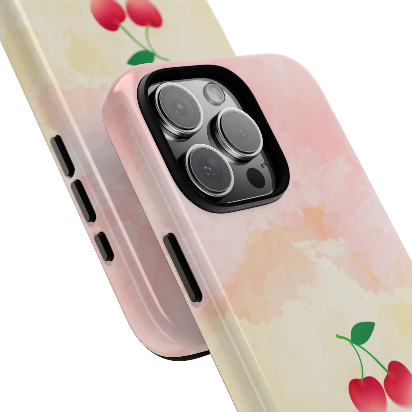 Pastel Cherry Phone Case - Rainbow Watercolor Aesthetic