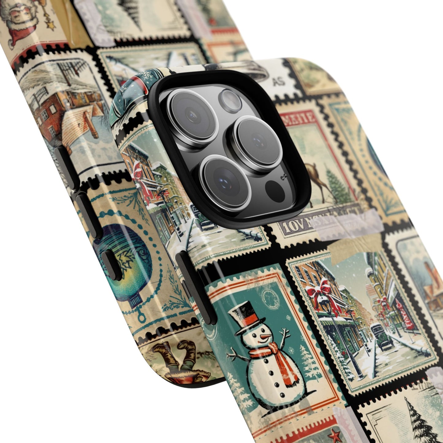 Vintage Christmas Stamp Tough Phone Case - Retro Festive Collage with Classic Holiday Charm