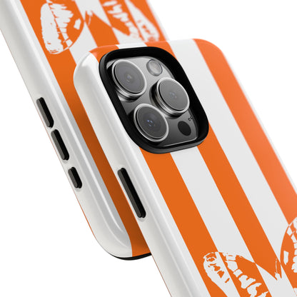 Butterfly Tough Phone Case - Orange White Stripe