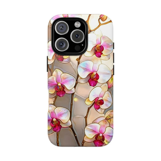 Wild Orchid Stained Glass Effect Phone Case for iPhone 16 15 14 13 12 11 Pro Max, Samsung S25 S24 S23 S22 S21 S20 Plus Ultra & Google Pixel