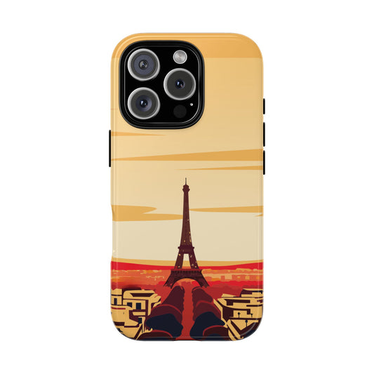 Eiffel Tower Sunset Phone Case - Paris Landmark Skyline Design - Protective Tough Case for Popular Smartphones
