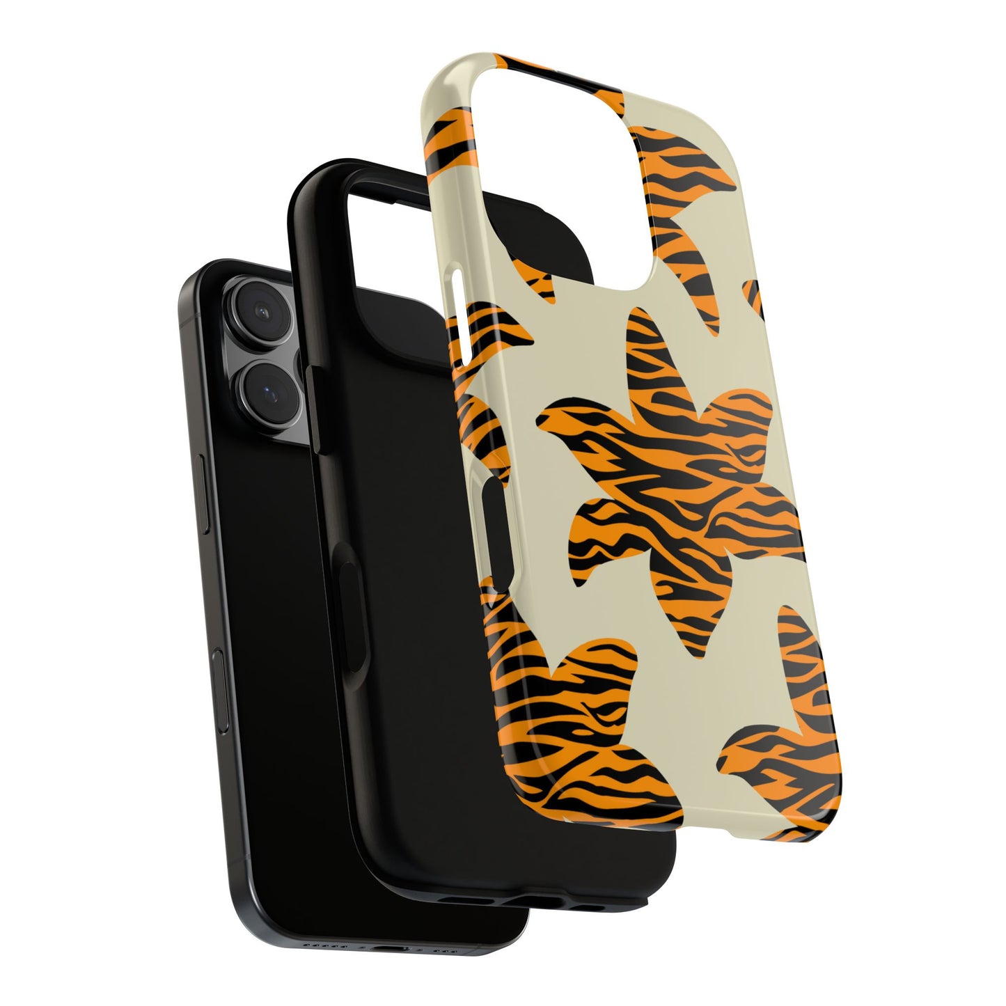 Tiger Lily Tough Phone Case - Bold Abstract Floral with Tiger Stripes, Fits iPhone, Samsung Galaxy and Google Pixel, Various Models