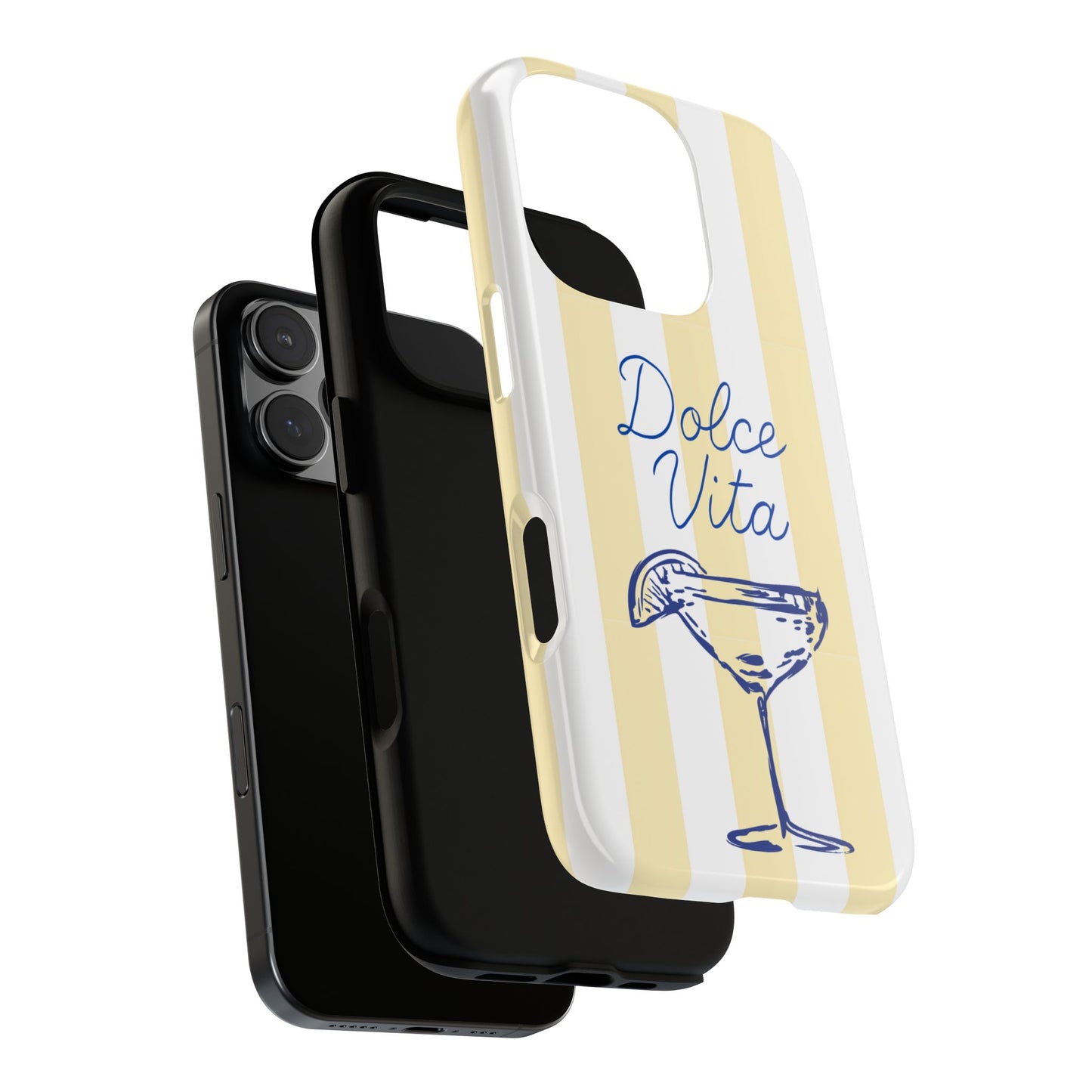 Dolce Vita Cocktail Lemon Phone Case - Striped Italian Summer Design