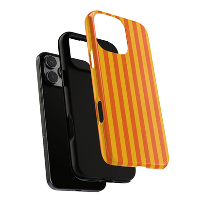 Orange & Yellow Striped Tough Phone Case - Bold Retro Energy