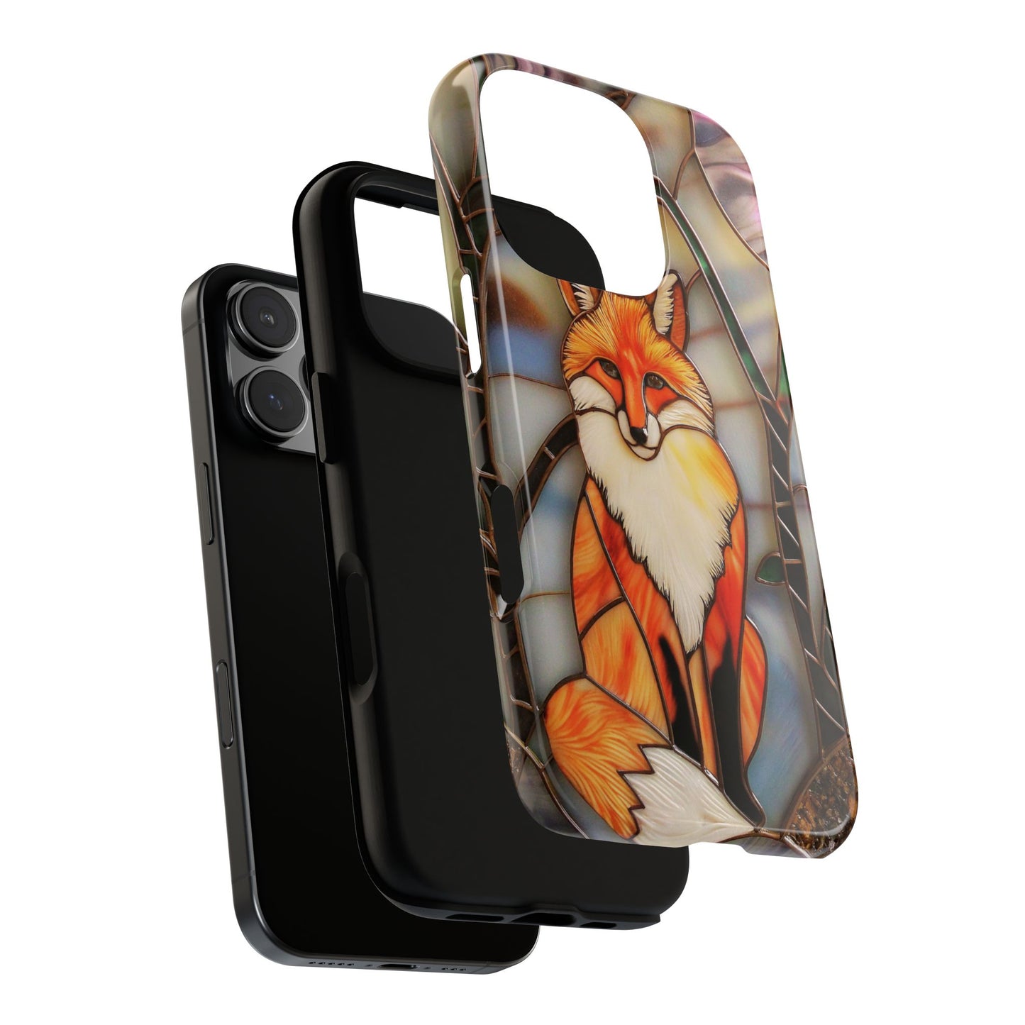 Stained Glass Red Fox Phone Case - Woodland Animal Art - Nature Inspired Design