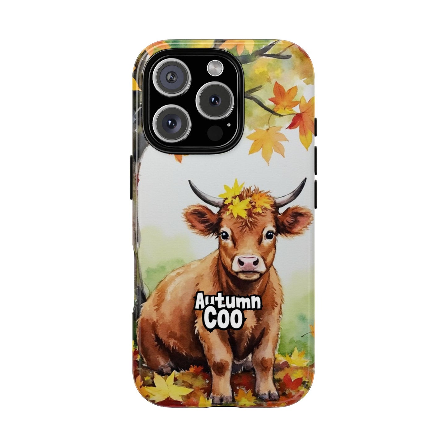 Autumn Coo - Highland Cow Fall Phone Case - Cozy Watercolor Design for Popular Smartphones