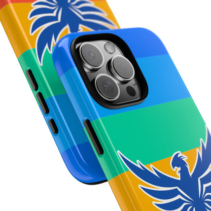 Pop Art Phoenix Tough Phone Case - Bold Rainbow Stripes - Graphic Bird Design